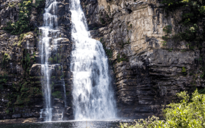 Salto Ii Waterfall in Chapada Dos Veadeiros National Park Golas Brazil WPA  Art Deco Poster  Sticker for Sale by patrimonio